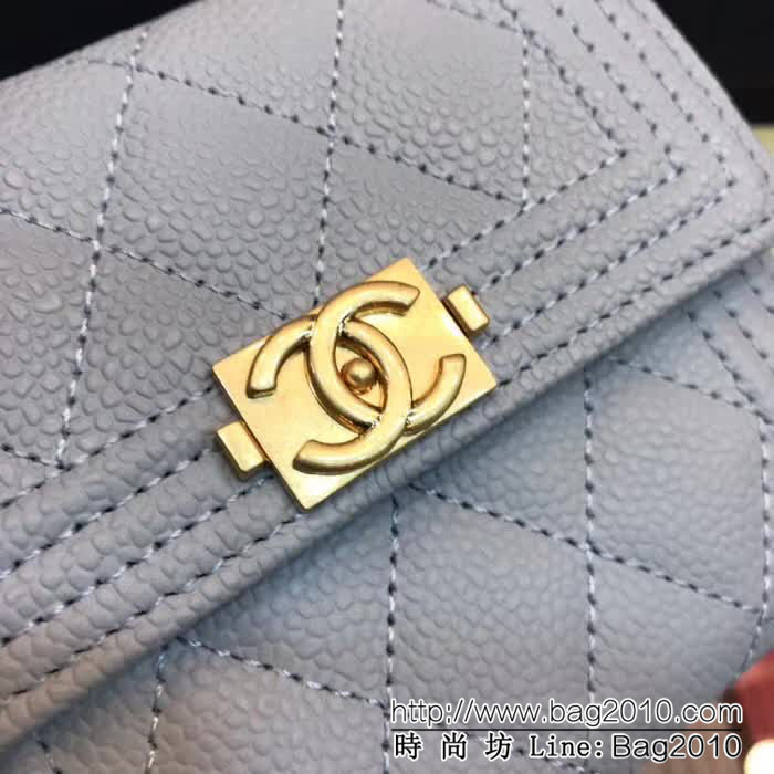 CHANEL香奈兒 古巴CU系列 leboy短三折錢包 荔枝牛皮綾格紋 復古金扣 80734  DJC3151